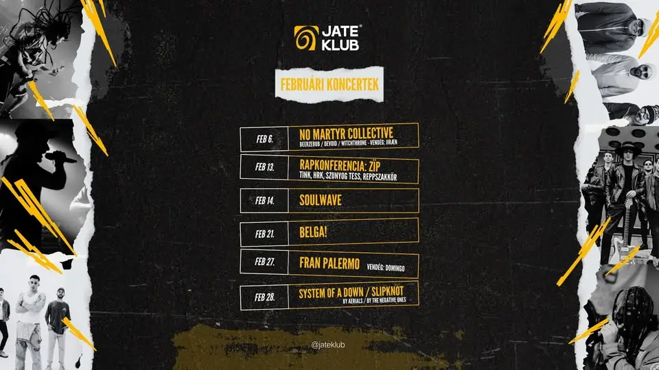 2026 Februári koncertek @ JATE Klub